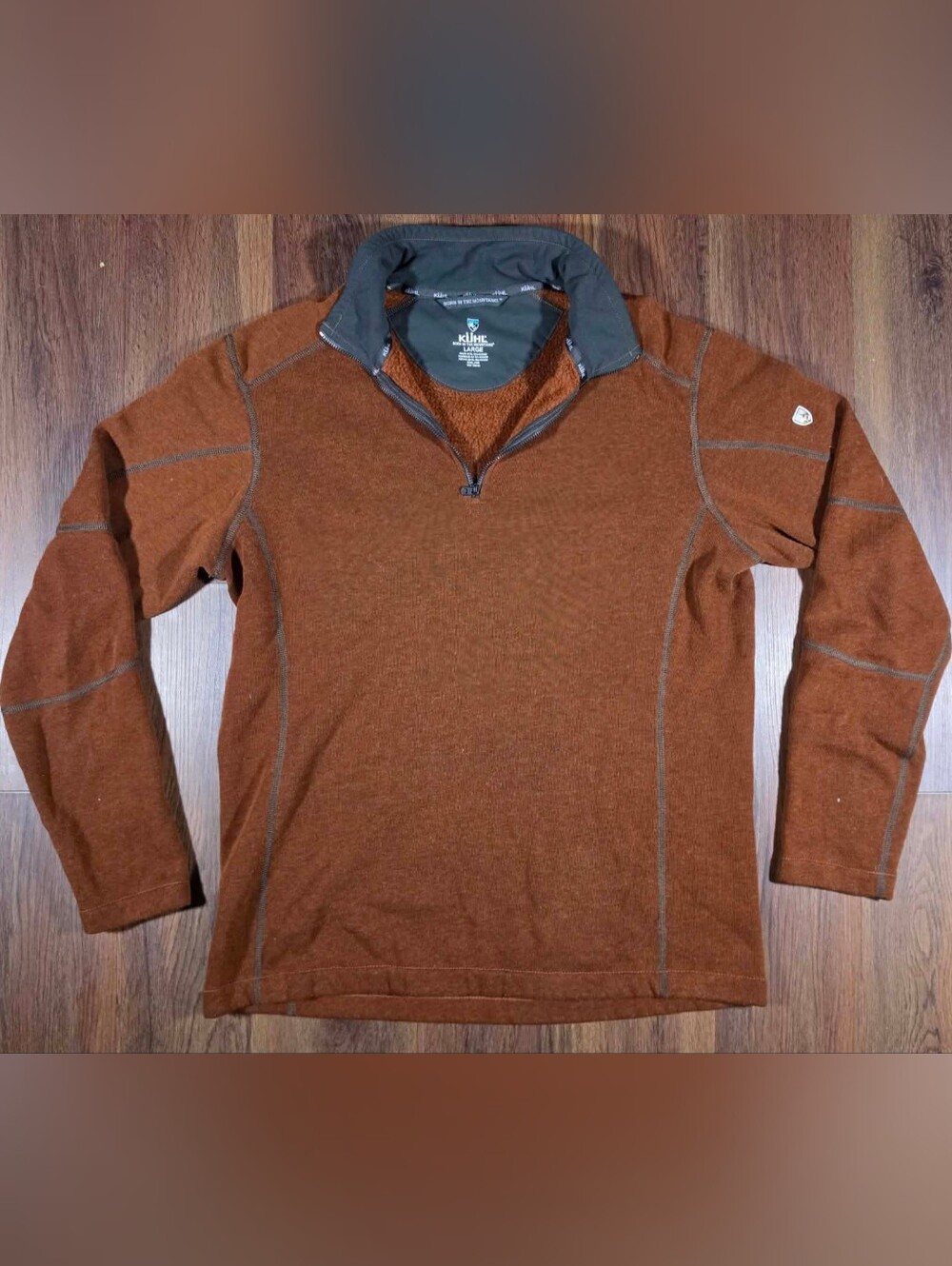 KÜHL Revel 1/4 Zip Fleece Pullover Men’s Large Brown Hiking Outdoor Gorpcore